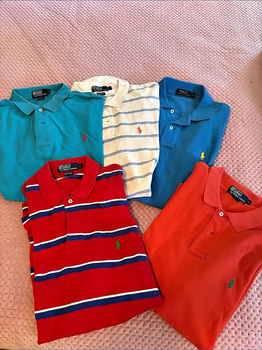 Polo Ralph Lauren Classic Fit Mesh Polo Shirt Men's Striped Lot
